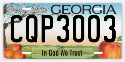 GA license plate CQP3003