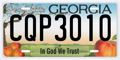 GA license plate CQP3010