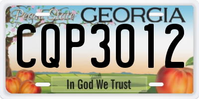 GA license plate CQP3012