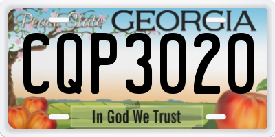 GA license plate CQP3020