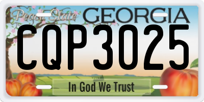 GA license plate CQP3025