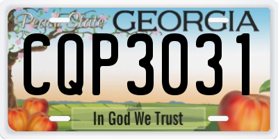 GA license plate CQP3031