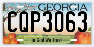 GA license plate CQP3063