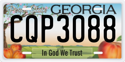GA license plate CQP3088
