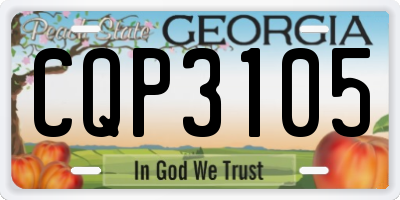 GA license plate CQP3105