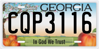 GA license plate CQP3116