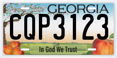 GA license plate CQP3123