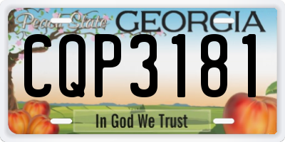 GA license plate CQP3181