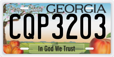 GA license plate CQP3203