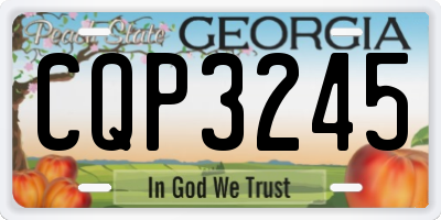 GA license plate CQP3245