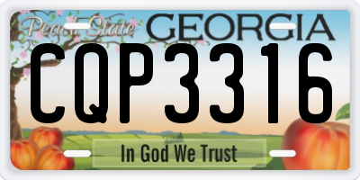 GA license plate CQP3316