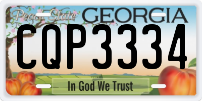 GA license plate CQP3334