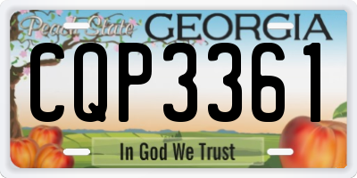 GA license plate CQP3361