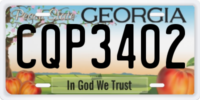 GA license plate CQP3402