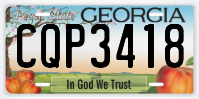 GA license plate CQP3418