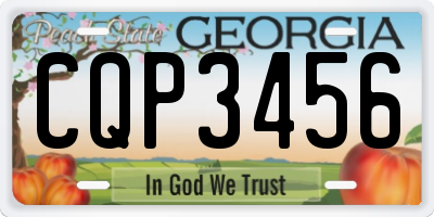 GA license plate CQP3456