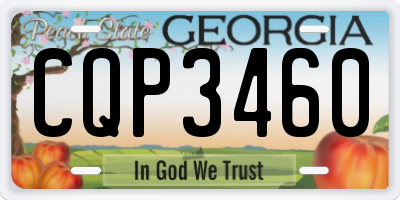 GA license plate CQP3460