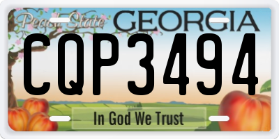 GA license plate CQP3494