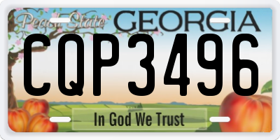 GA license plate CQP3496