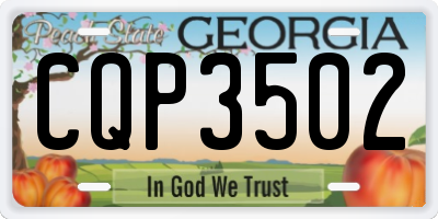 GA license plate CQP3502