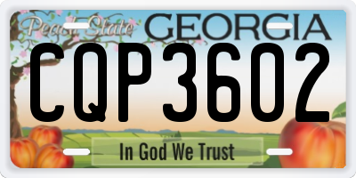 GA license plate CQP3602
