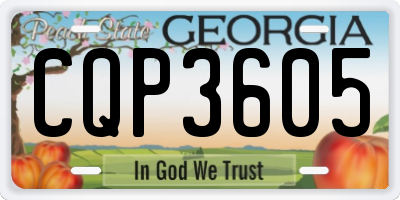 GA license plate CQP3605