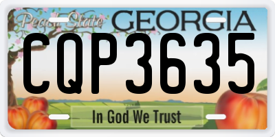GA license plate CQP3635