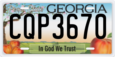 GA license plate CQP3670