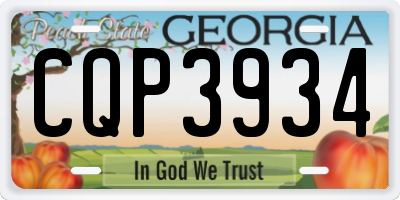 GA license plate CQP3934