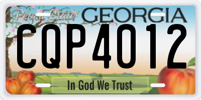 GA license plate CQP4012