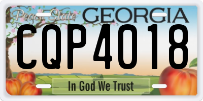 GA license plate CQP4018