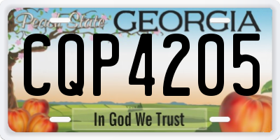 GA license plate CQP4205