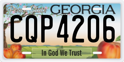 GA license plate CQP4206