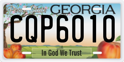 GA license plate CQP6010