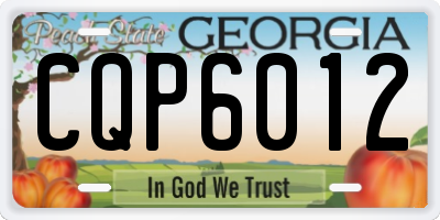 GA license plate CQP6012