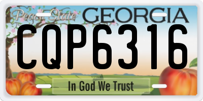GA license plate CQP6316