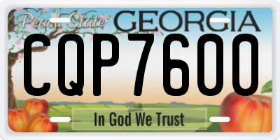 GA license plate CQP7600