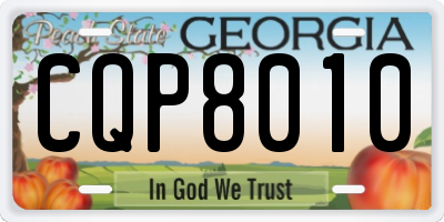 GA license plate CQP8010
