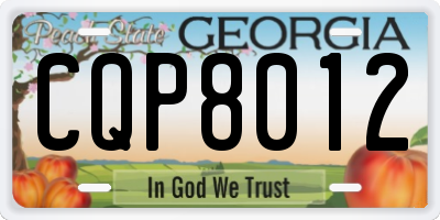 GA license plate CQP8012