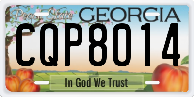 GA license plate CQP8014