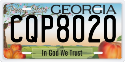 GA license plate CQP8020