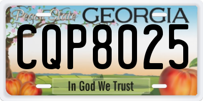 GA license plate CQP8025