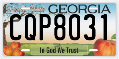 GA license plate CQP8031
