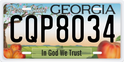 GA license plate CQP8034