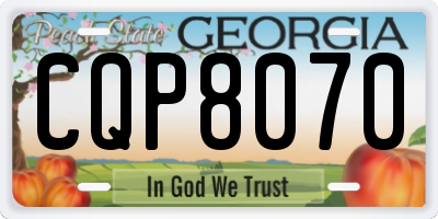 GA license plate CQP8070