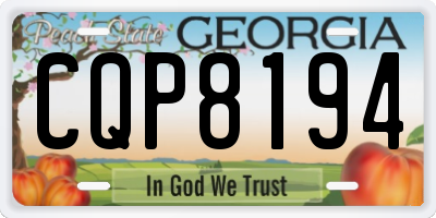 GA license plate CQP8194