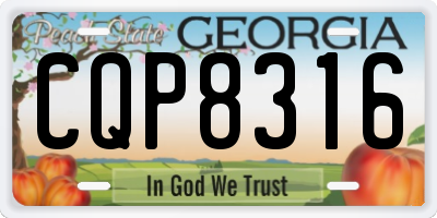 GA license plate CQP8316