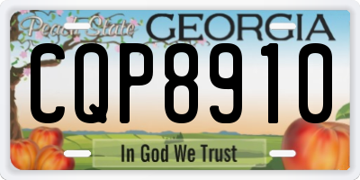 GA license plate CQP8910