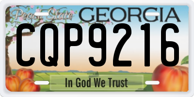 GA license plate CQP9216