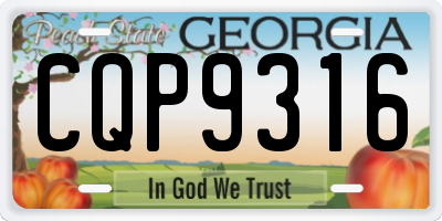 GA license plate CQP9316